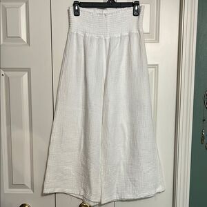 Mododoc Los Angeles White Wide-Leg Stretchy Flowy Women’s Pants S